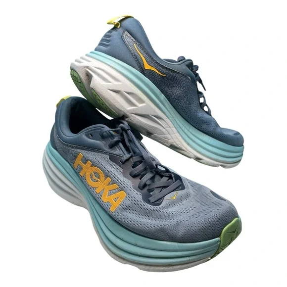 Hoka One One Bondi 8 Real Teal Shadow Mens Blue Size 11 Running Shoes - Picture 10 of 16